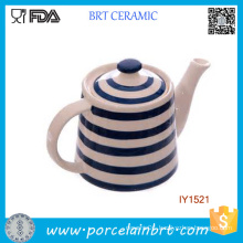 Wholesale with Navy Stripe White Ceramic Coffee Pot